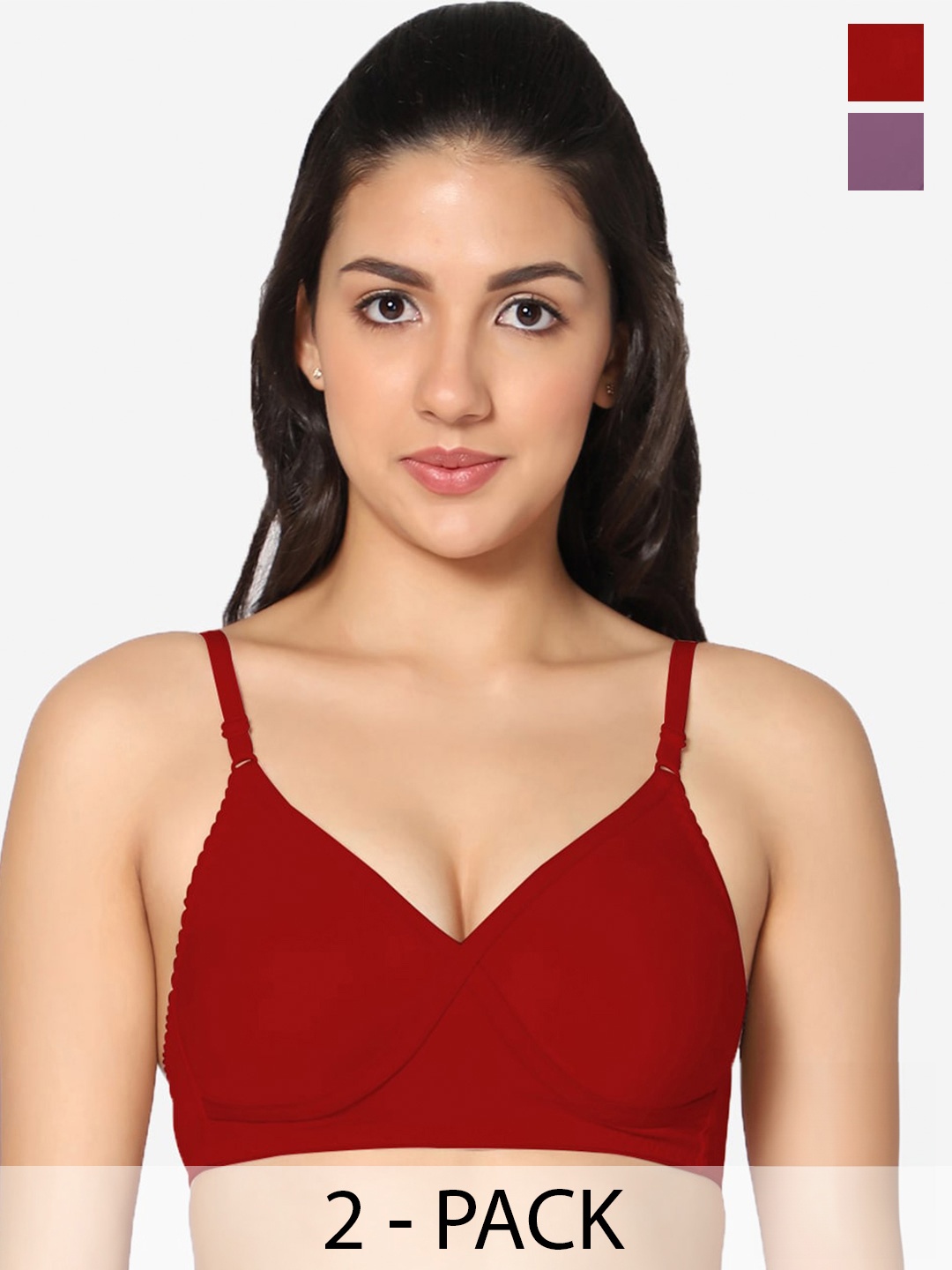 

In Care Pack Of 2 Full Coverage Non Padded Pure Cotton T-shirt Bra With All Day Comfort, Mauve