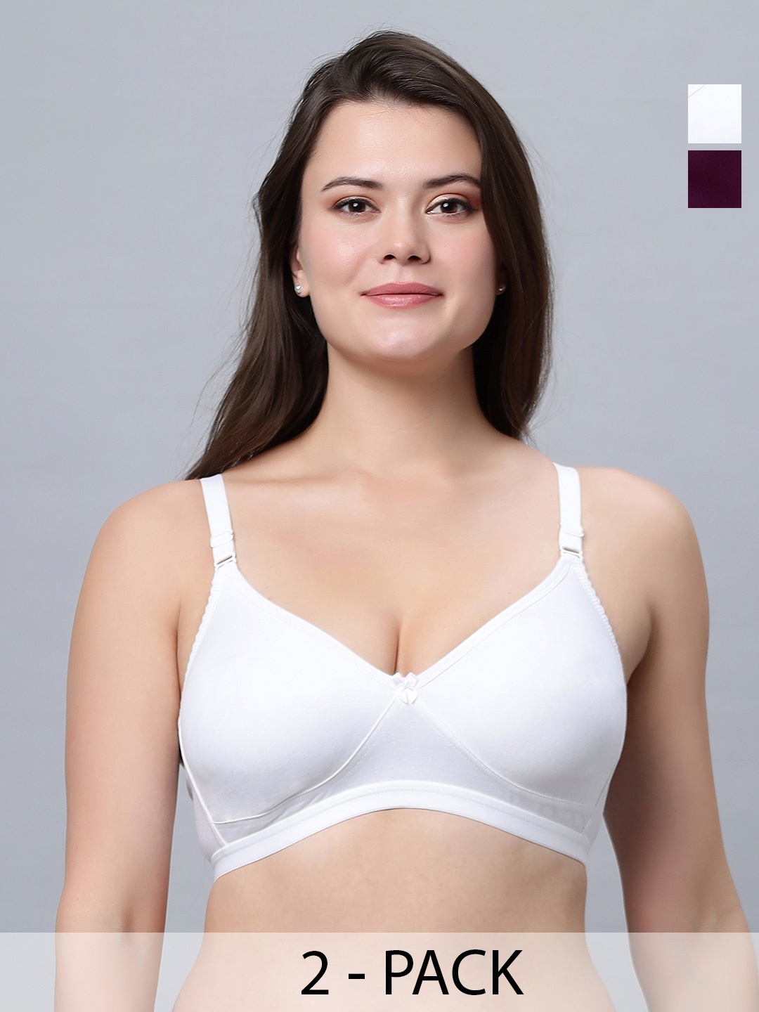 

In Care Pack Of 2 Full Coverage Non Padded Pure Cotton T-shirt Bra With All Day Comfort, White