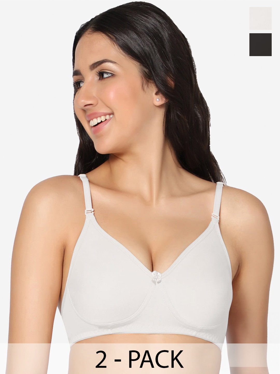 

In Care Pack Of 2 Full Coverage Non Padded Pure Cotton T-shirt Bra With All Day Comfort, White