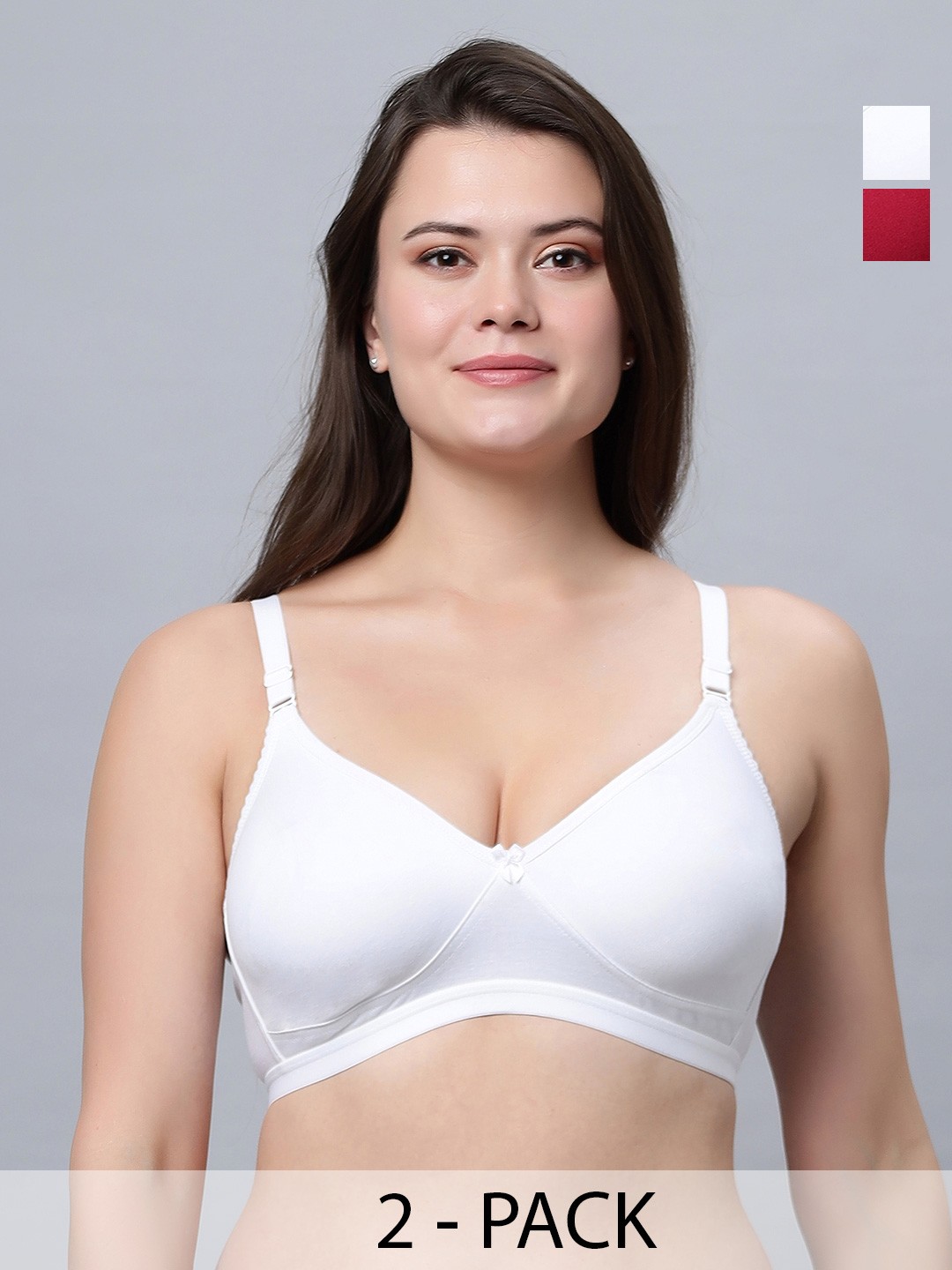 

In Care Pack Of 2 Full Coverage Non Padded Pure Cotton T-shirt Bra With All Day Comfort, Magenta