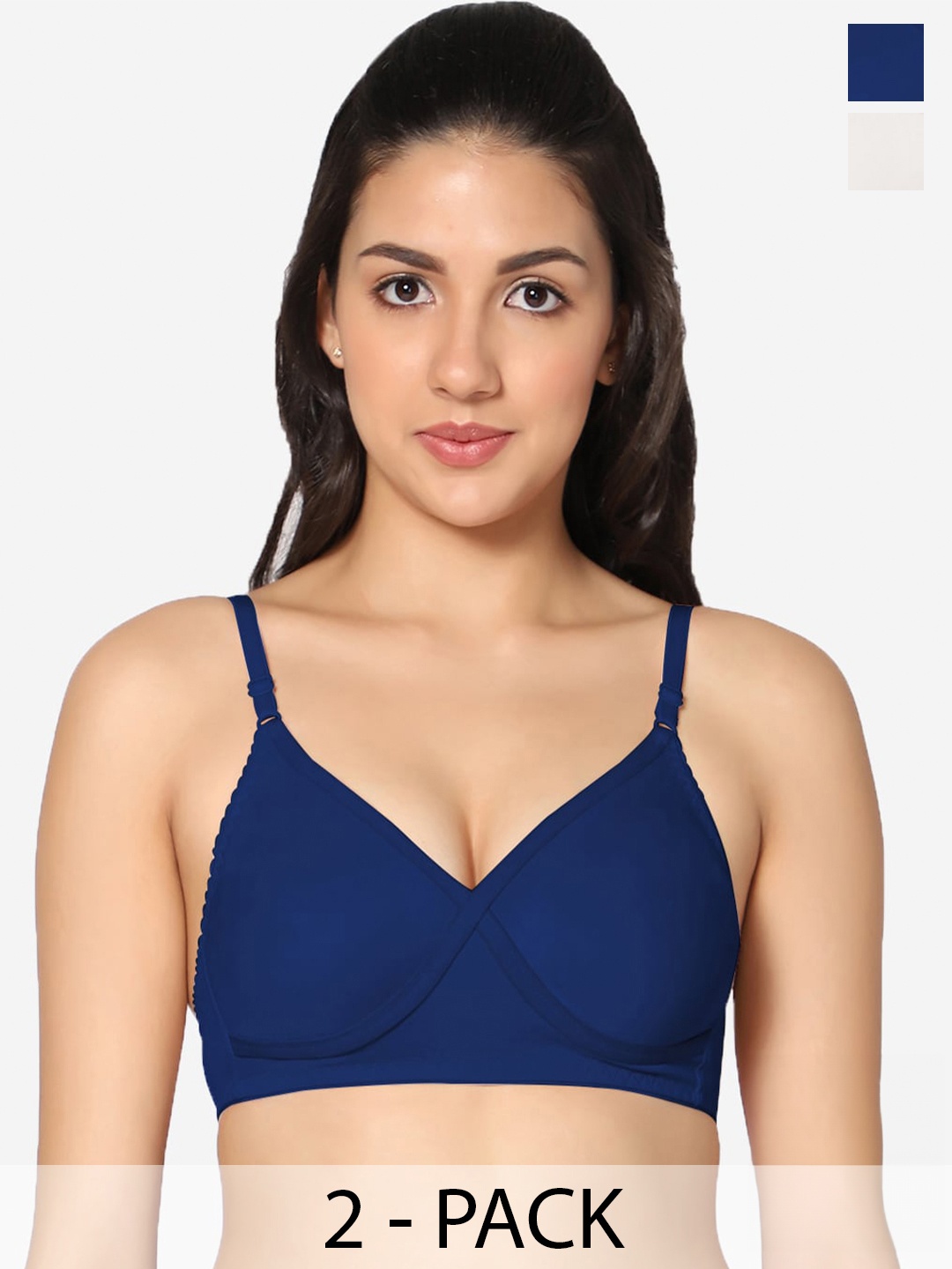 

In Care Pack Of 2 Full Coverage Non Padded Pure Cotton T-shirt Bra With All Day Comfort, Blue