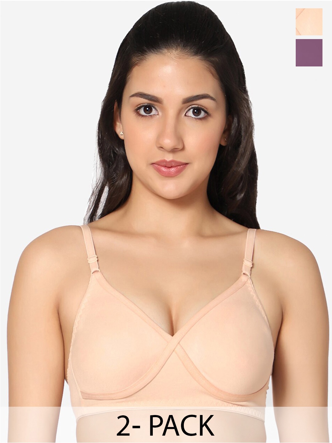 

In Care Pack Of 2 Full Coverage Pure Cotton T-shirt Bra With All Day Comfort, Nude