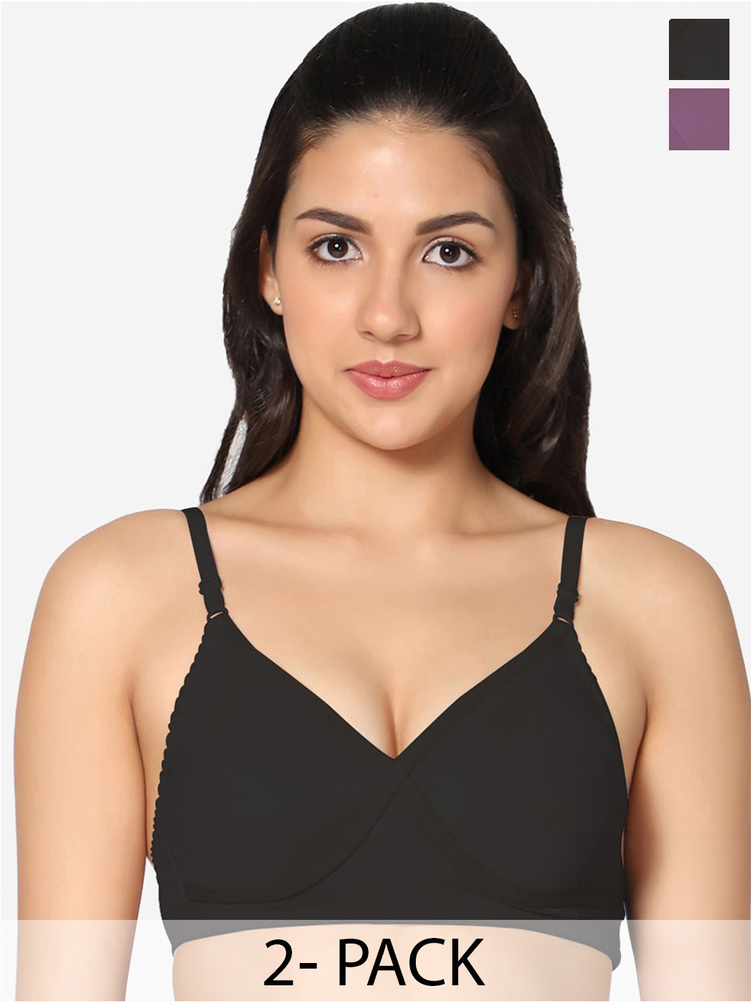 

In Care Pack Of 2 Full Coverage All Day Comfort Cotton Bra, Black
