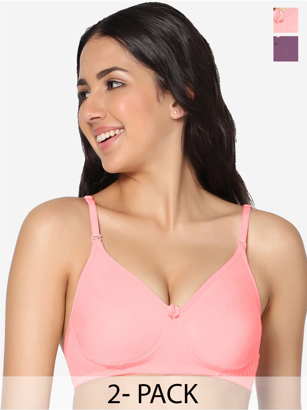 

In Care Pack Of 2 Full Coverage All Day Comfort Cotton Bra, Mauve