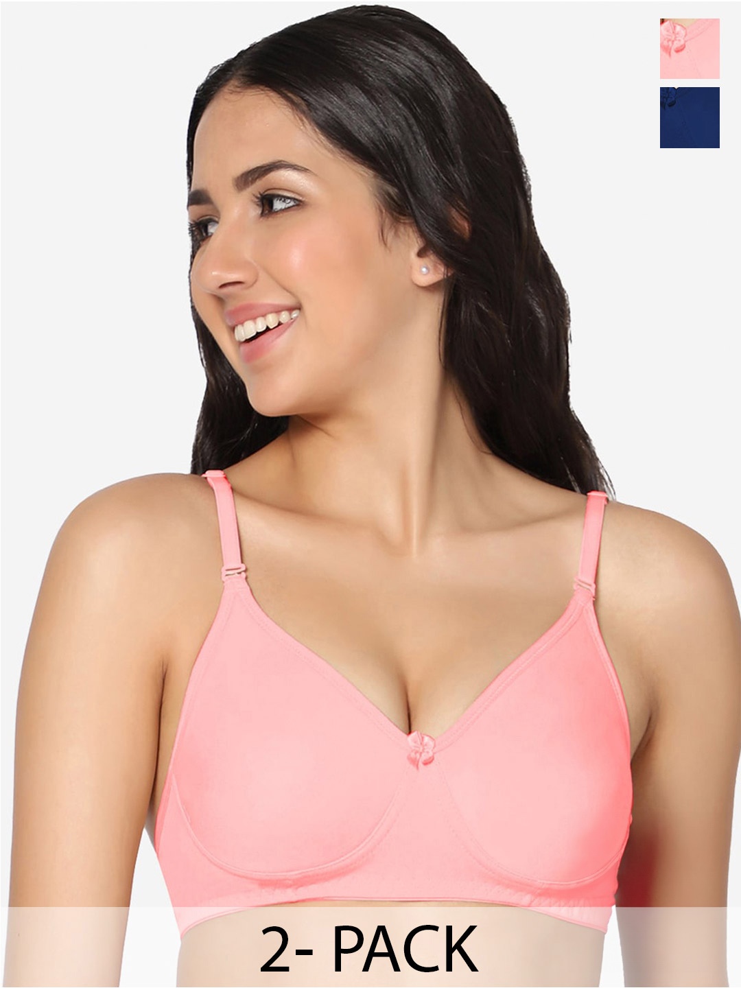 

In Care Pack Of 2 Full Coverage All Day Comfort Cotton Bra, Pink