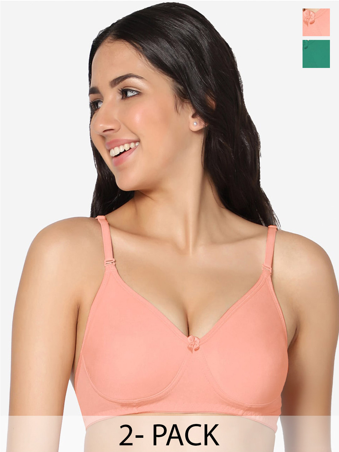 

In Care Pack Of 2 Full Coverage All Day Comfort Cotton Bra, Peach