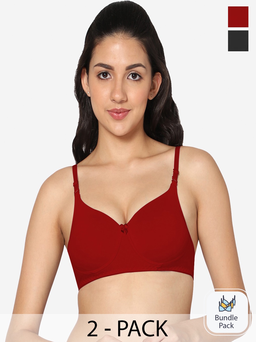

In Care Pack of 2 Full Coverage Cotton Push-Up Bra With All Day Comfort, Black