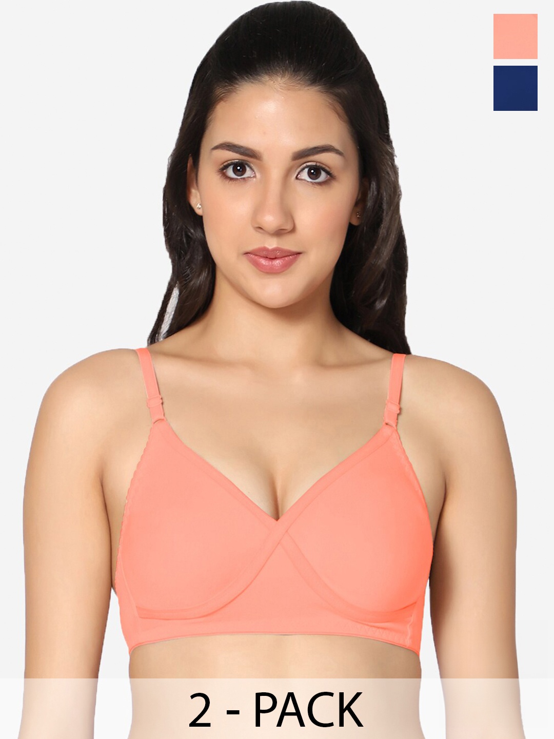 

In Care Pack of 2 Full Coverage Cotton T-shirt Bra With All Day Comfort, Peach