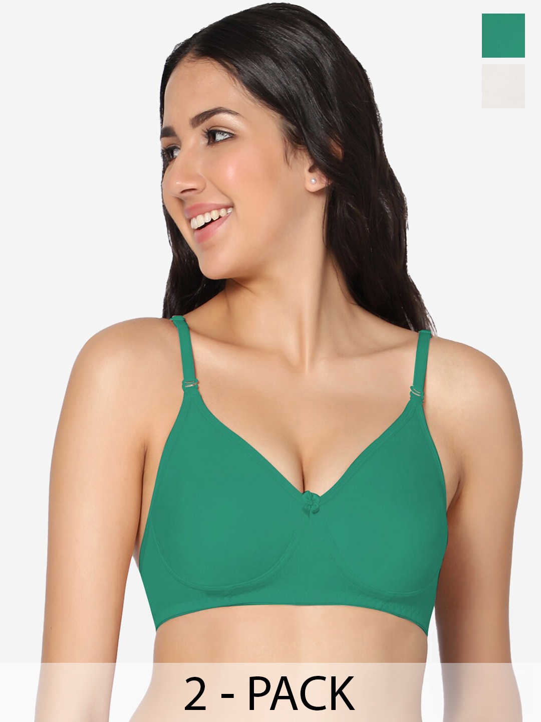 

In Care Pack of 2 Full Coverage Cotton T-shirt Bra With All Day Comfort, White