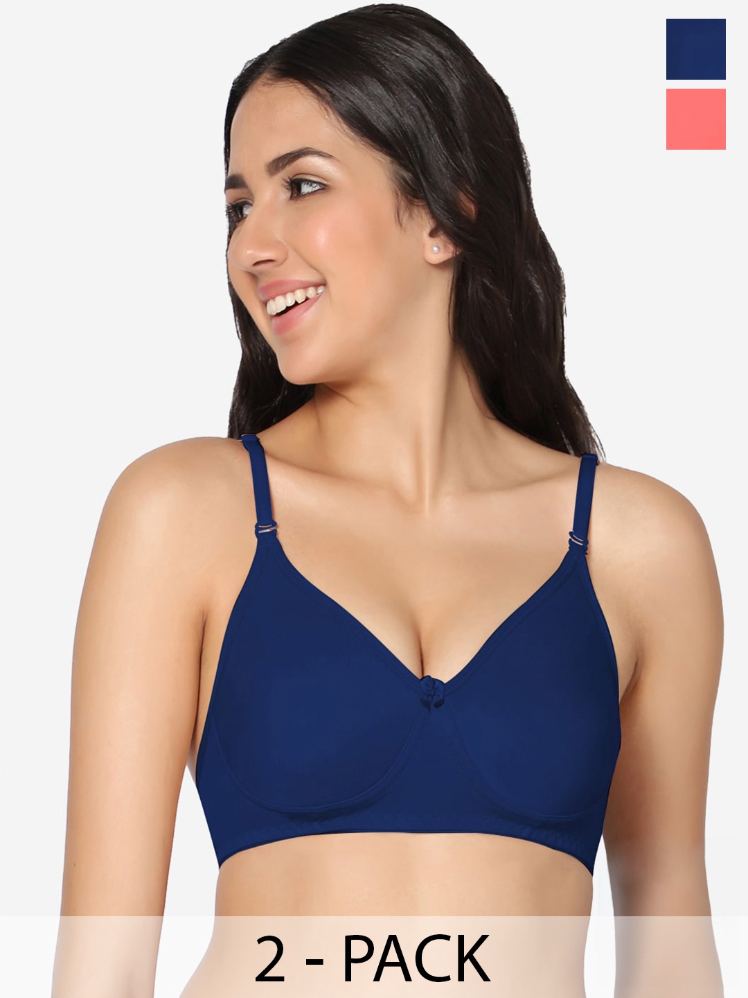 

In Care Pack of 2 Full Coverage Cotton T-shirt Bra With All Day Comfort, Red