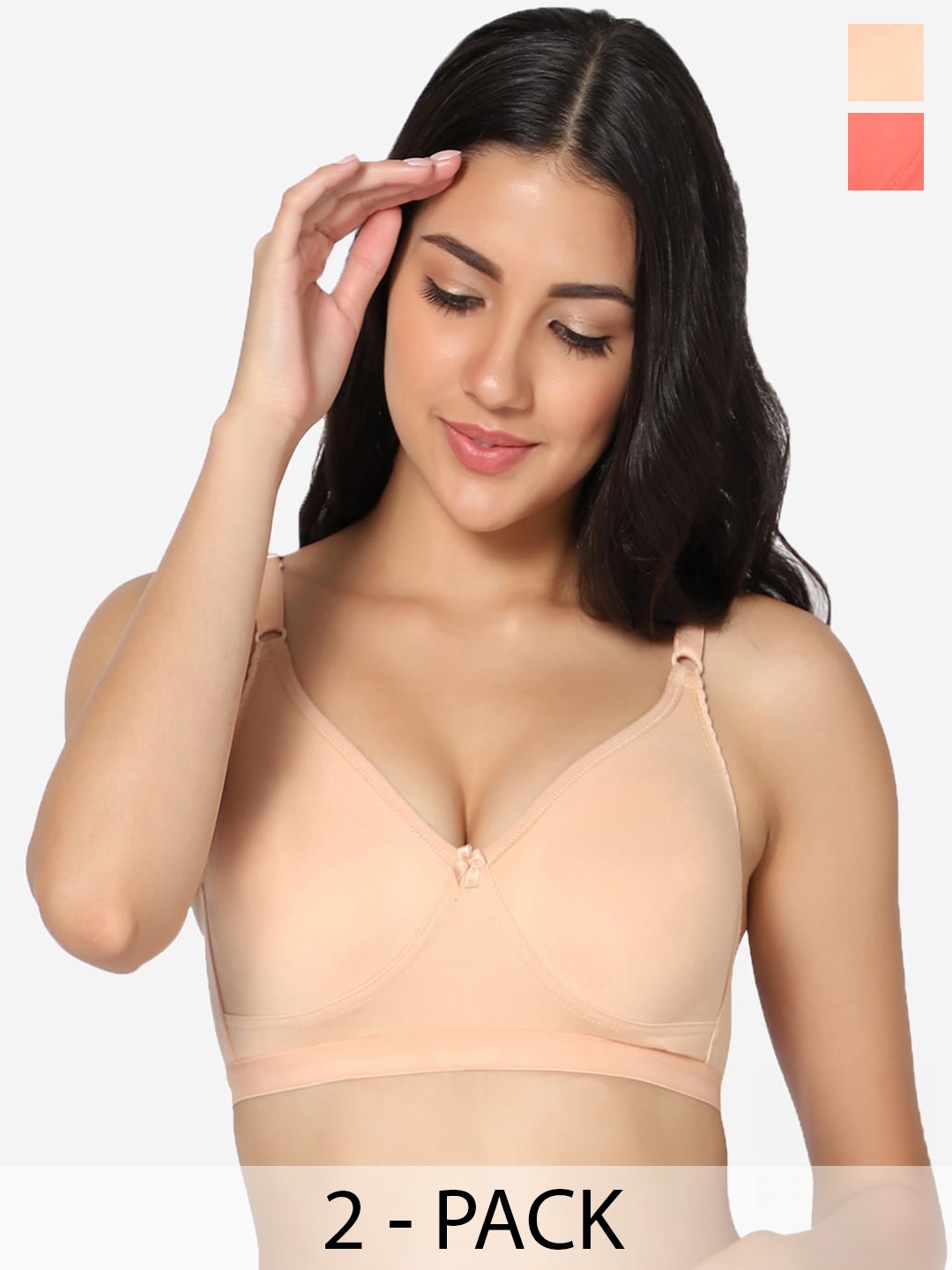 

In Care Pack of 2 Full Coverage Cotton T-shirt Bra With All Day Comfort, Nude