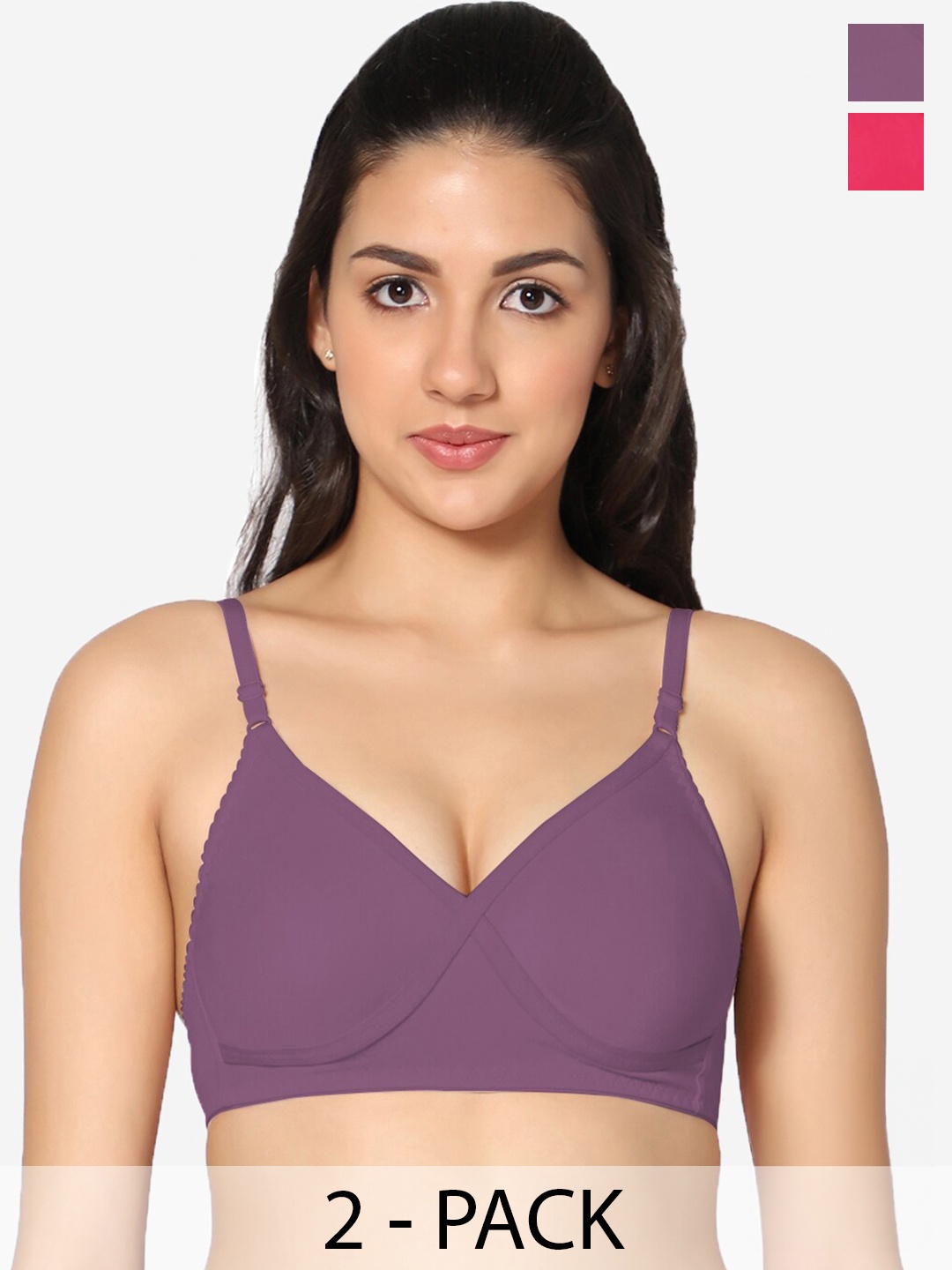 

In Care Pack Of 2 Full Coverage Pure Cotton Bra With All Day Comfort, Purple