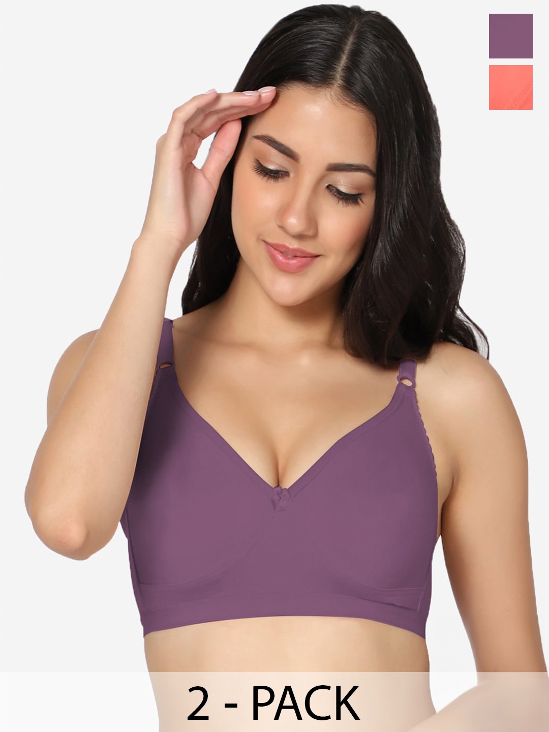 

In Care Pack Of 2 Full Coverage Pure Cotton Bra With All Day Comfort, Purple
