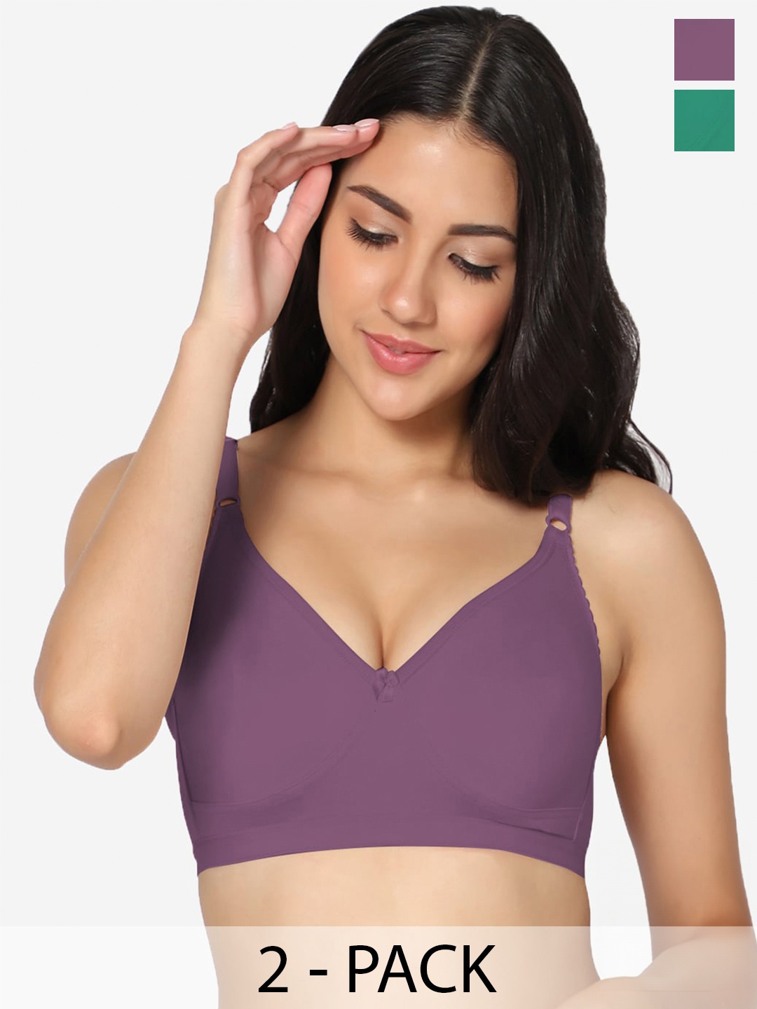 

In Care Pack Of 2 Full Coverage Pure Cotton Bra With All Day Comfort, Purple