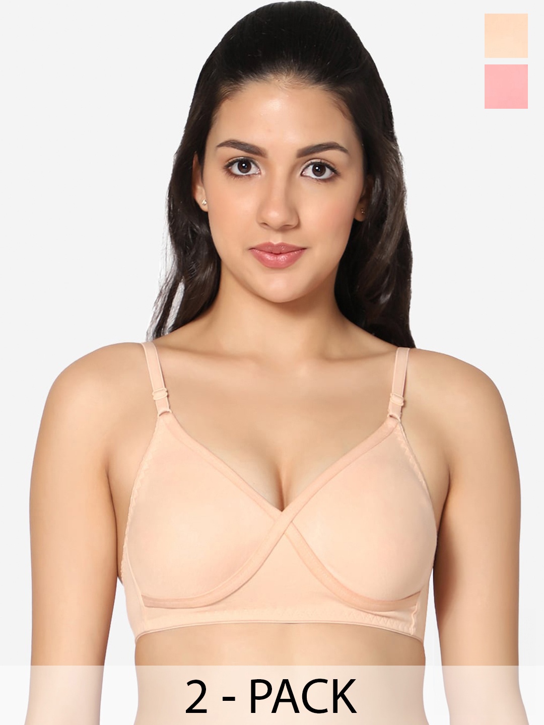 

In Care Pack Of 2 Full Coverage Pure Cotton Bra With All Day Comfort, Nude