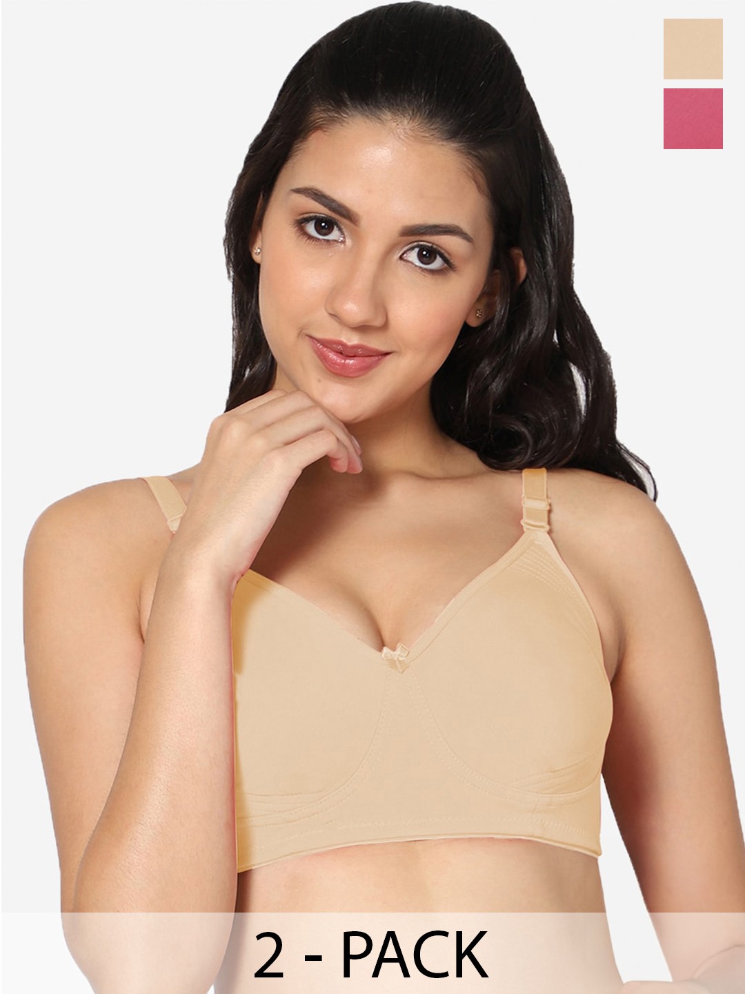 

In Care Pack Of 2 Full Coverage Pure Cotton Bra With All Day Comfort, Nude