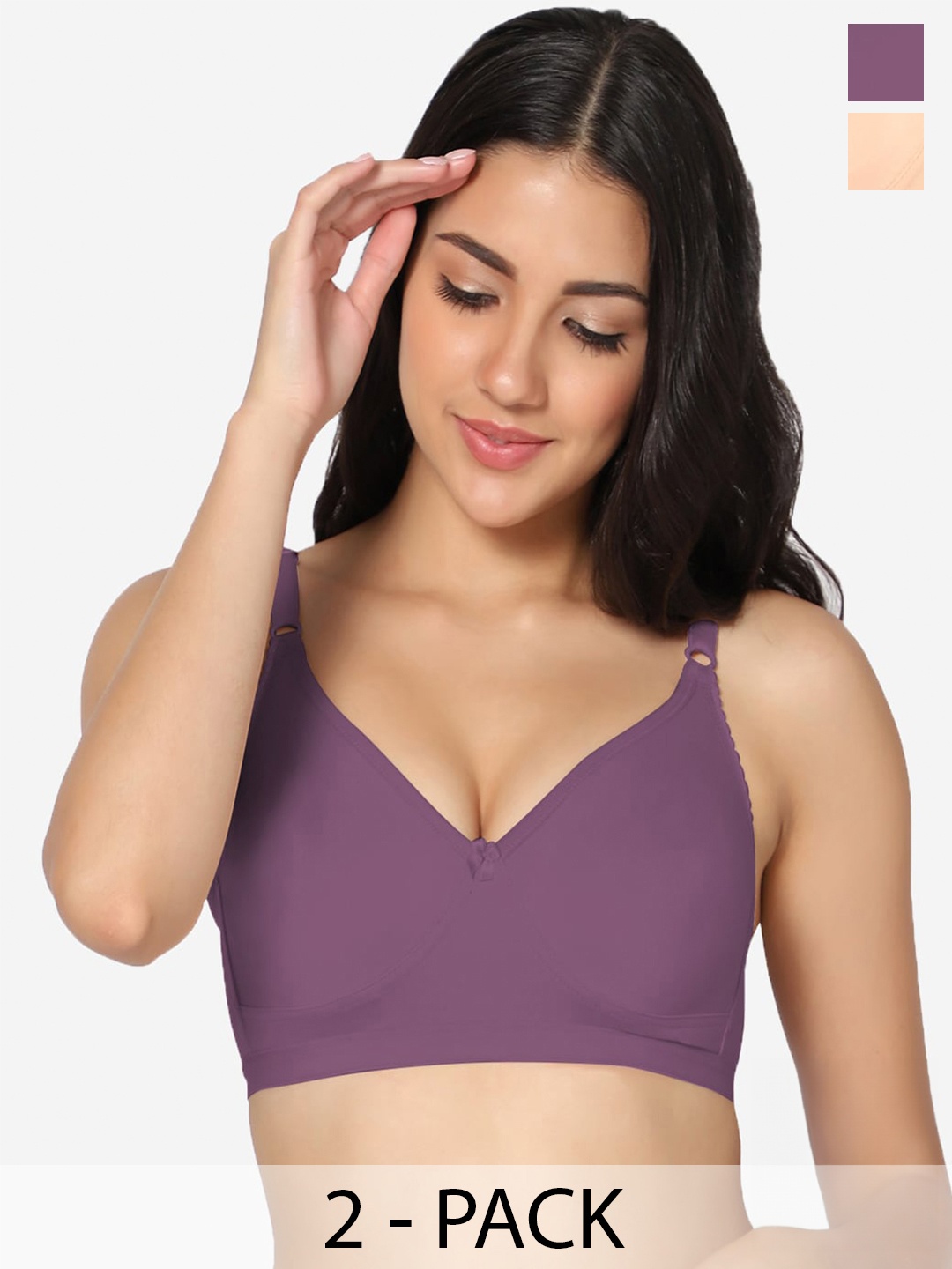 

In Care Pack Of 2 Full Coverage Pure Cotton Bra With All Day Comfort, Purple