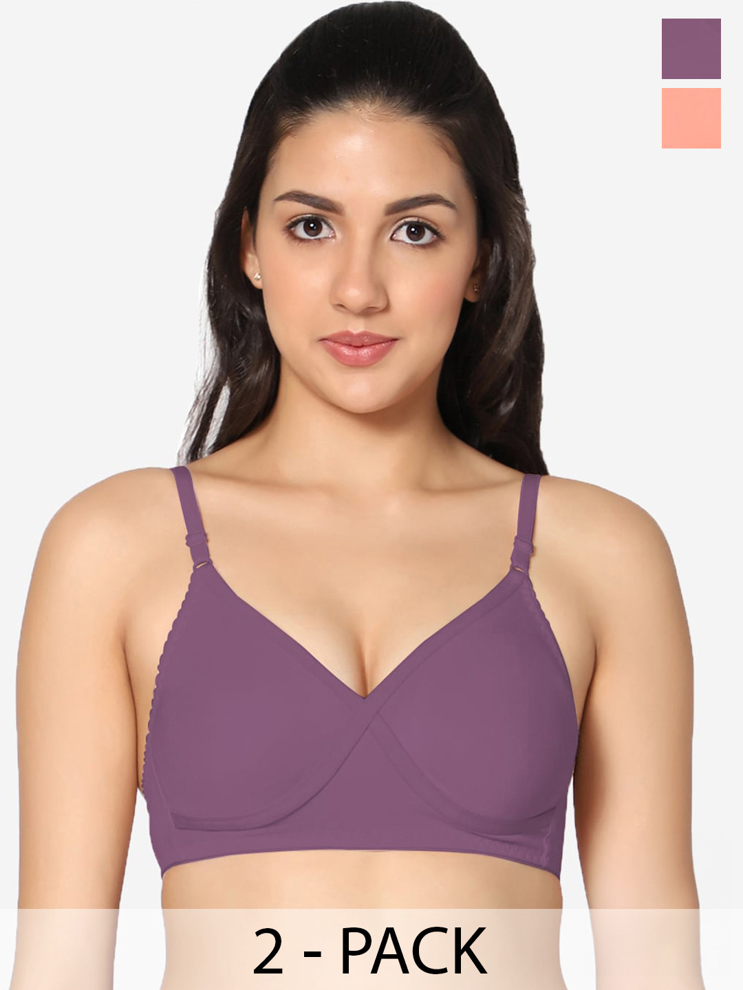 

In Care Pack Of 2 Full Coverage All Day Comfort Super Support Bra Cotton T-shirt Bra, Mauve