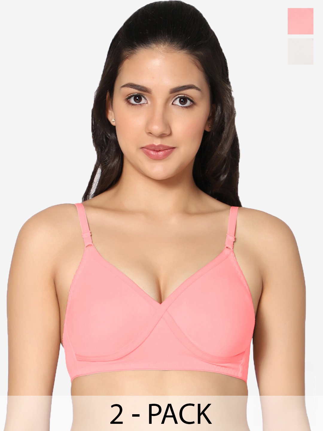 

In Care Pack Of 2 Full Coverage All Day Comfort Super Support Bra Cotton T-shirt Bra, White