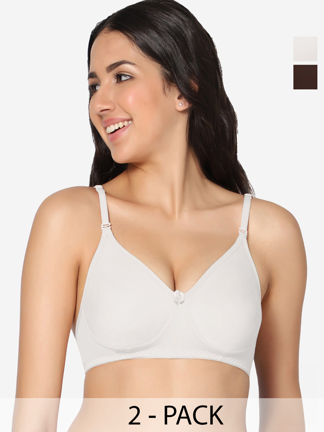 

In Care Pack Of 2 Full Coverage All Day Comfort Super Support Bra Cotton T-shirt Bra, Brown