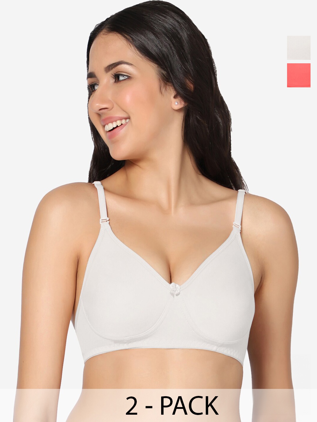 

In Care Pack Of 2 Full Coverage All Day Comfort Super Support Bra Cotton T-shirt Bra, White