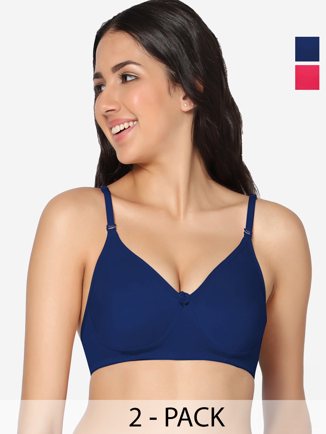 

In Care Pack Of 2 Full Coverage All Day Comfort Cotton T-shirt Bra, Blue