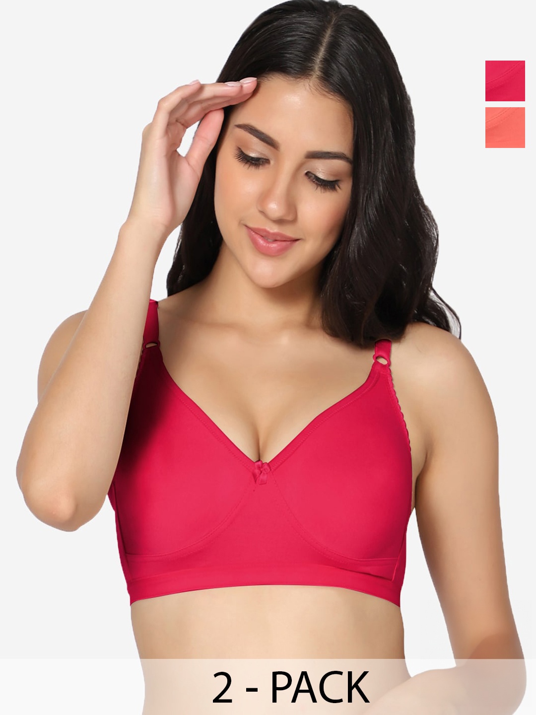 

In Care Pack Of 2 Full Coverage All Day Comfort Cotton T-shirt Bra, Magenta