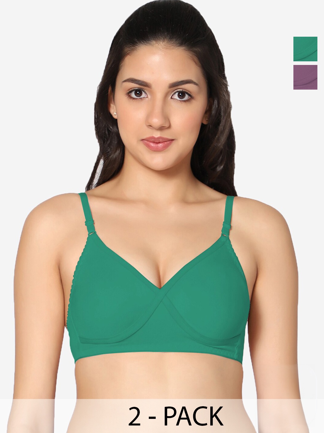 

In Care Pack Of 2 Full Coverage All Day Comfort Cotton T-shirt Bra, Green