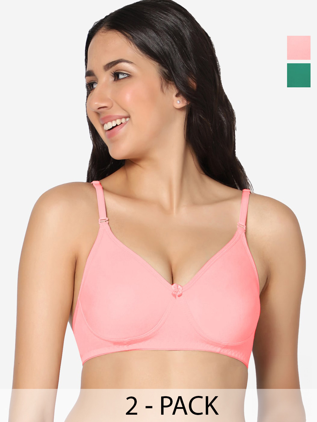 

In Care Pack Of 2 Full Coverage All Day Comfort Cotton T-shirt Bra, Pink
