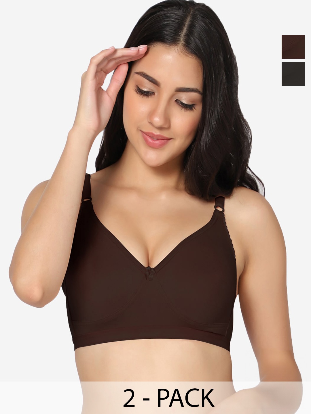 

In Care Pack Of 2 Full Coverage All Day Comfort Cotton T-shirt Bra, Black