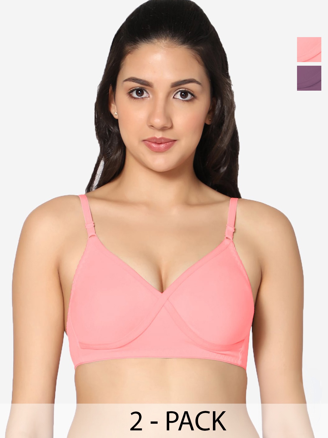 

In Care Pack Of 2 Full Coverage All Day Comfort Cotton T-shirt Bra, Pink