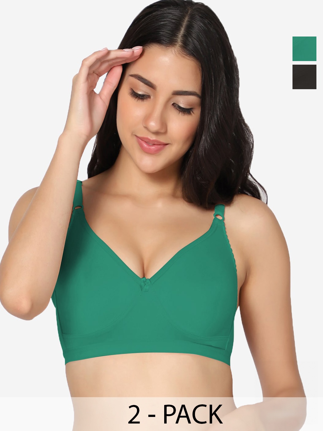 

In Care Pack Of 2 Full Coverage All Day Comfort Cotton T-shirt Bra, Black