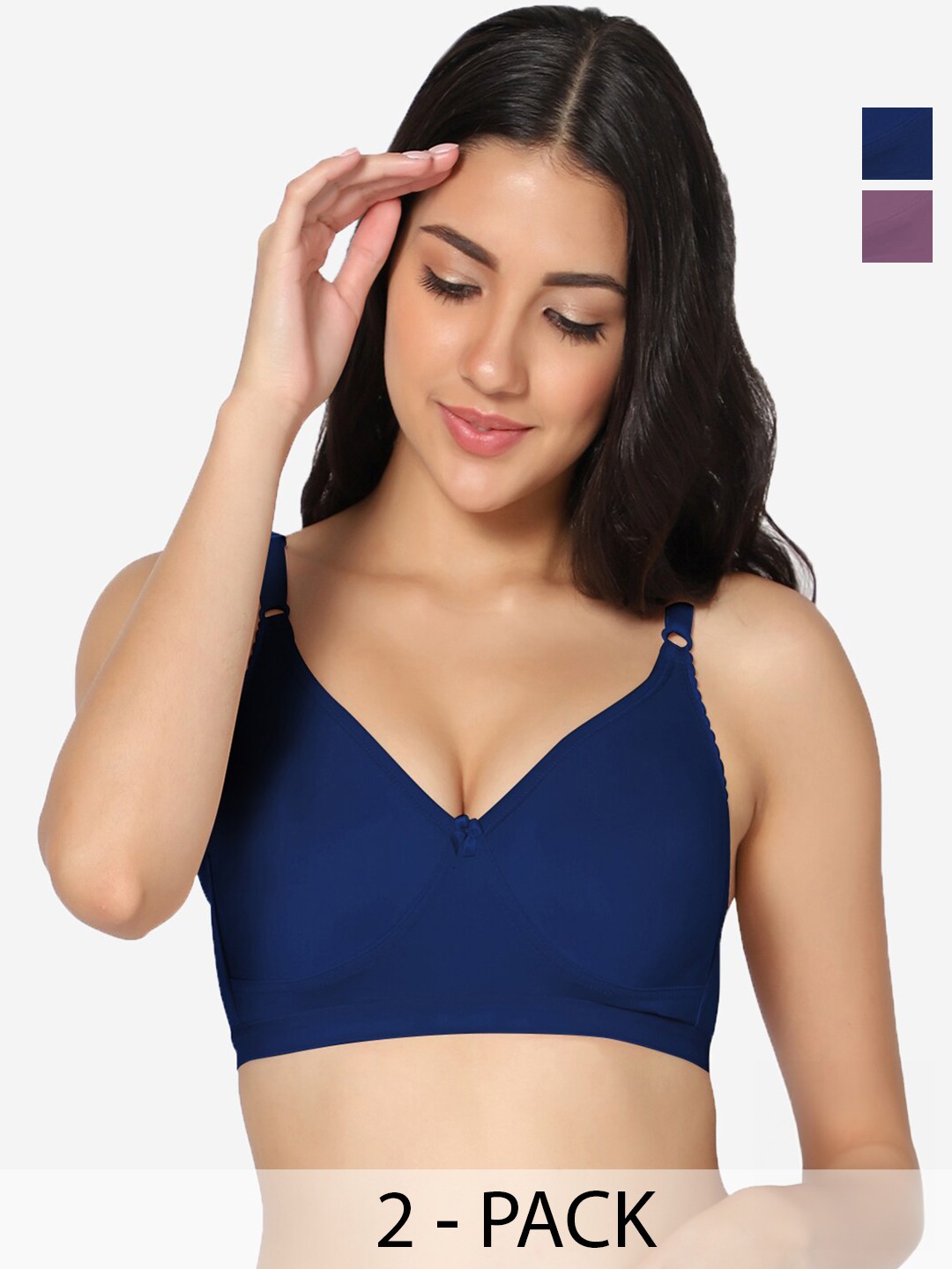 

In Care Pack Of 2 Full Coverage All Day Comfort Cotton T-shirt Bra, Navy blue