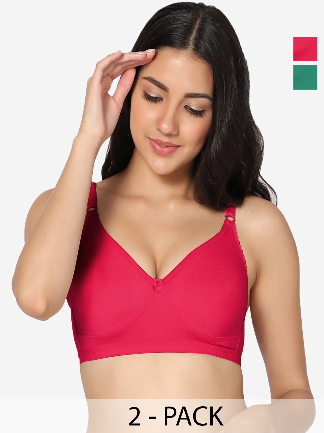 

In Care Pack Of 2 Full Coverage All Day Comfort Cotton T-shirt Bra, Magenta