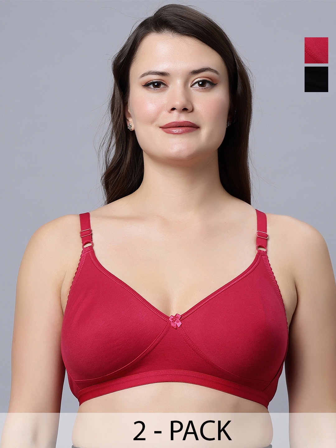 

In Care Pack Of 2 Full Coverage Non Padded T-shirt Bra- All Day Comfort, Black