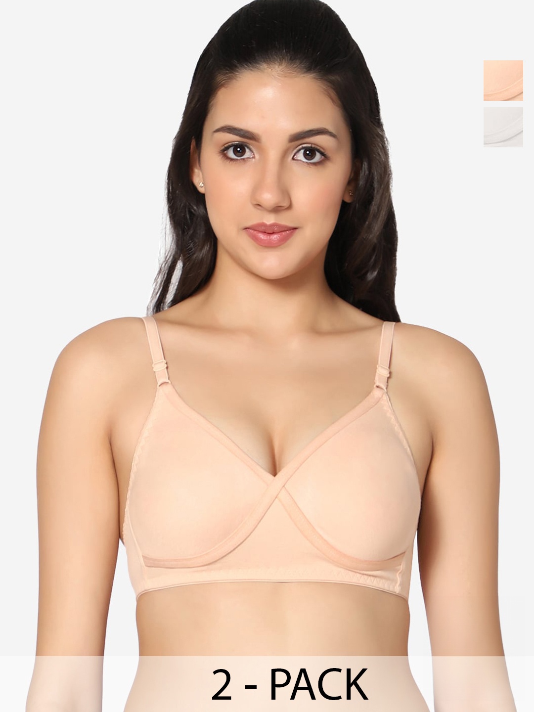 

In Care Pack Of 2 Full Coverage Non Padded Pure Cotton T-shirt Bras With All Day Comfort, White