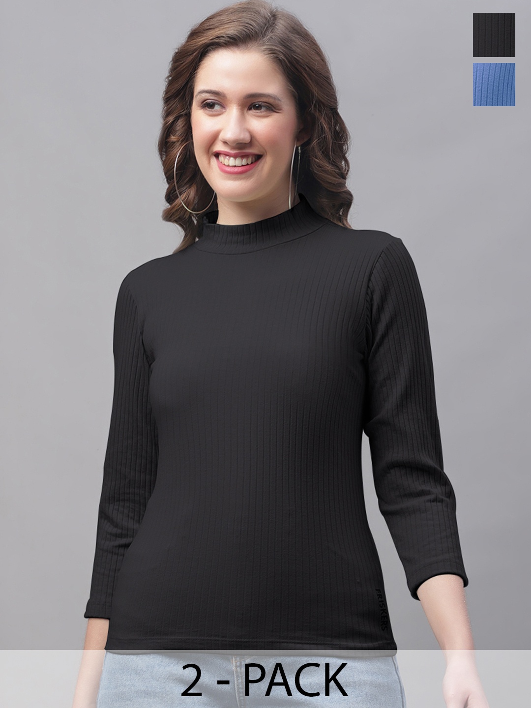 

Friskers Black Colourblocked Top