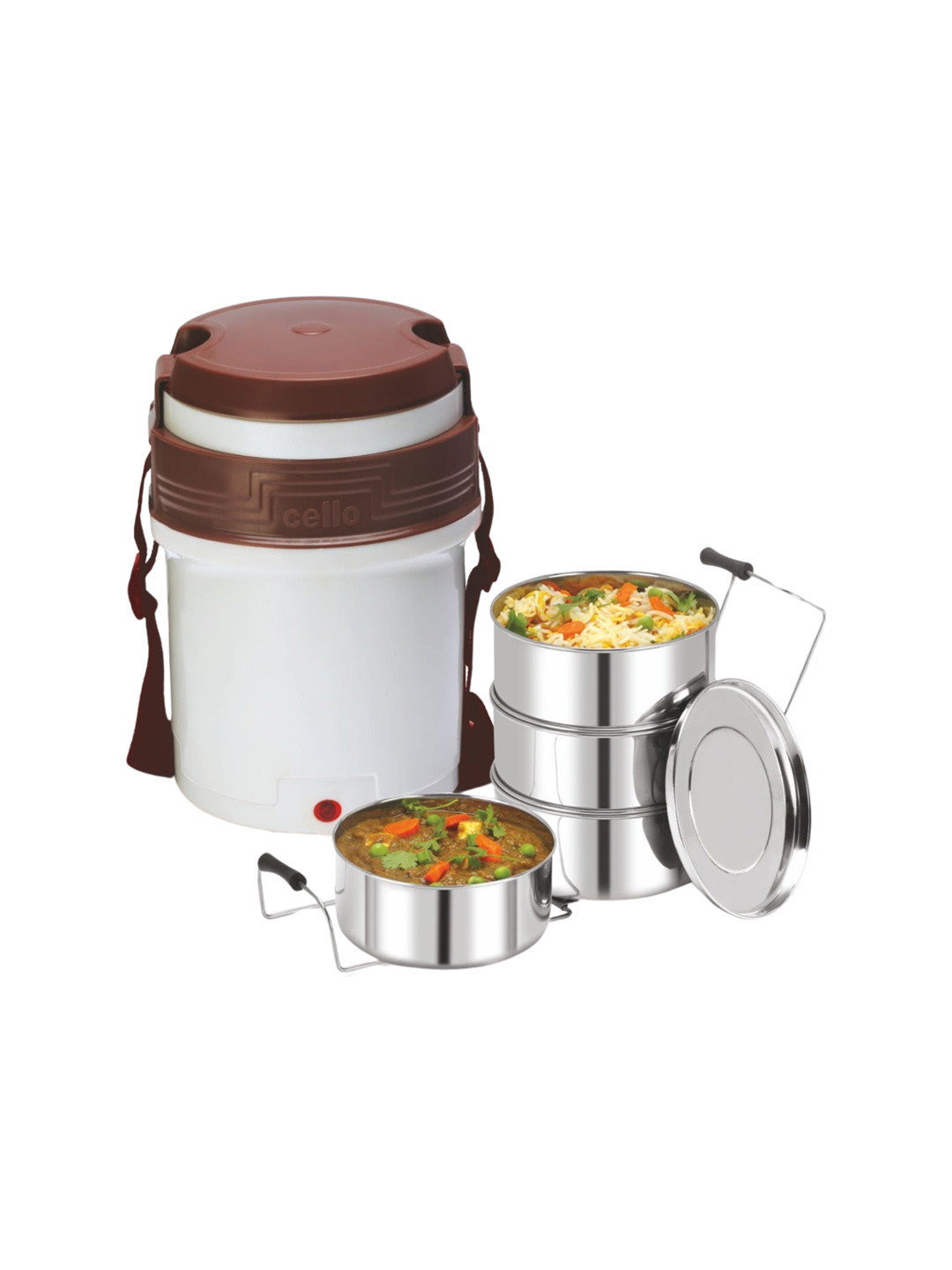 

Cello Netwon 4-Pcs Brown Electric Lunch Box