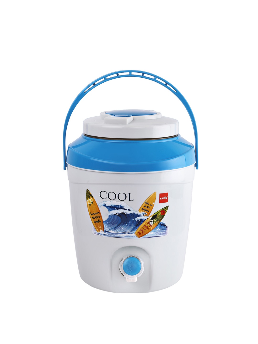 

Cello Atlas White & Blue Printed Insulated Water Jug- 10 L