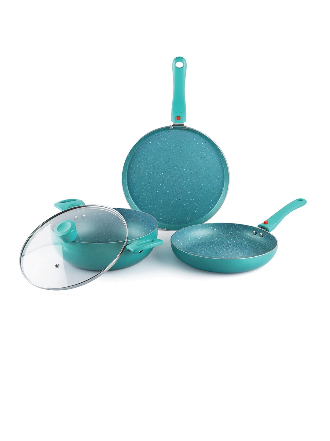 

Cello Cookwell Set Of 3 Green Aluminium Granite Non-Stick Cookware Set With Induction Base