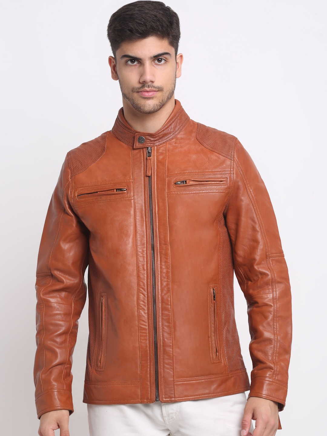 

Teakwood Leathers Lightweight Leather Biker Jacket, Mustard