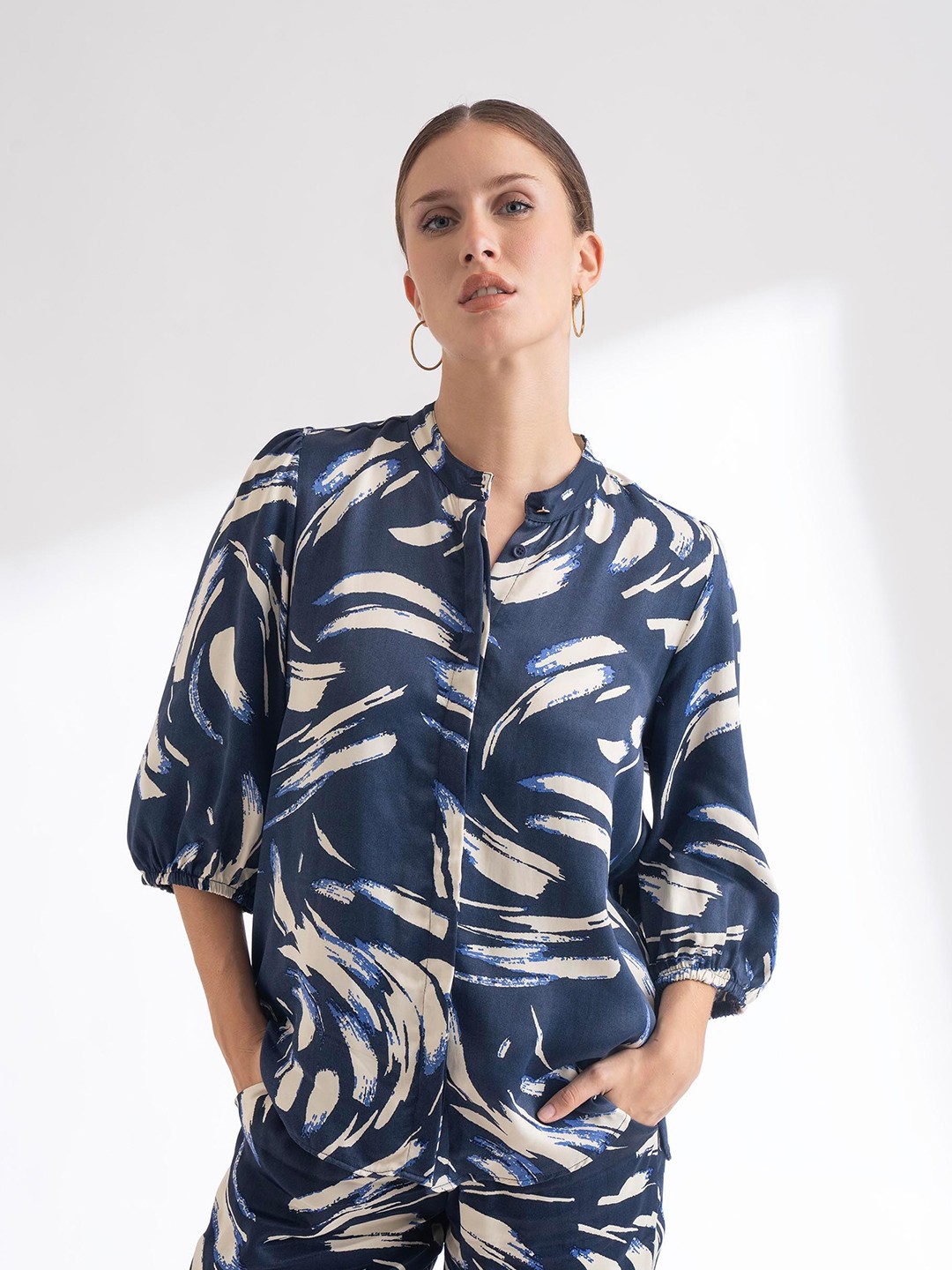 

B.Copenhagen Floral Opaque Printed Casual Shirt, Navy blue