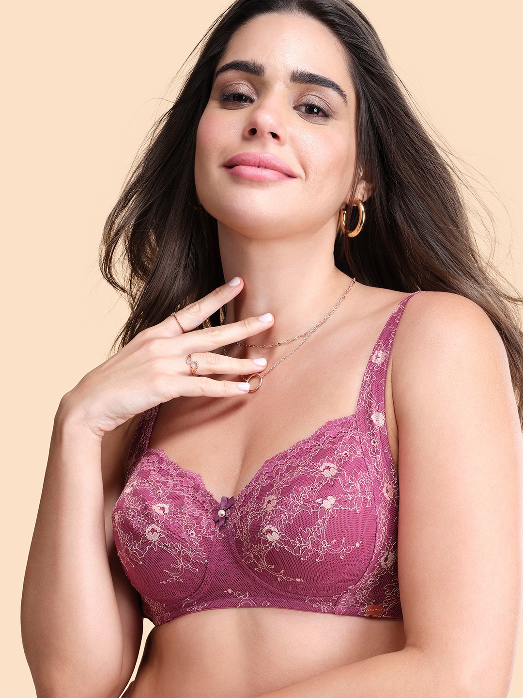 

Enamor Floral Full Coverage Seamless Underwired Bra All Day Comfort, Pink