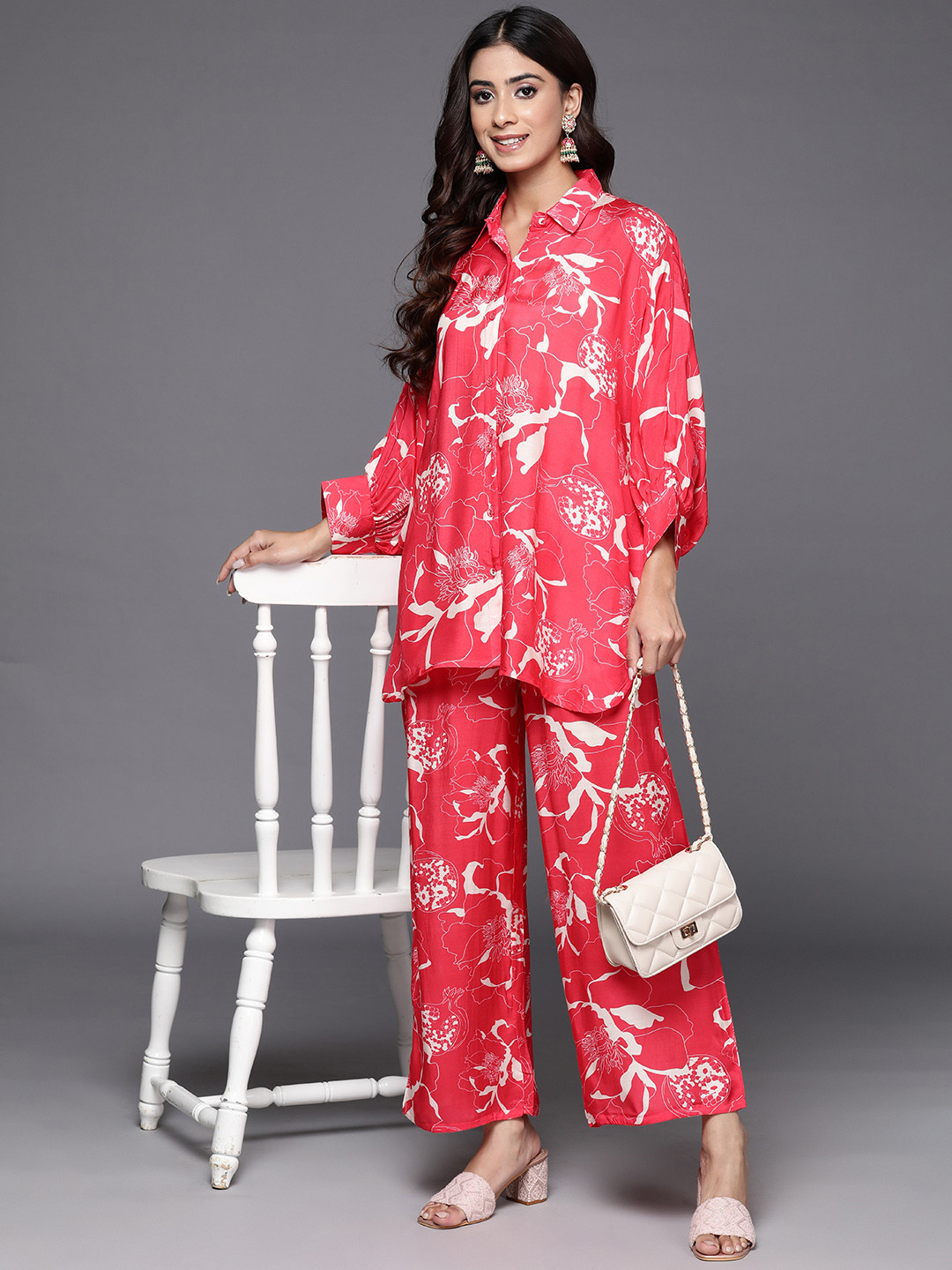 

Libas Floral Printed Ethnic Co-Ords, Red