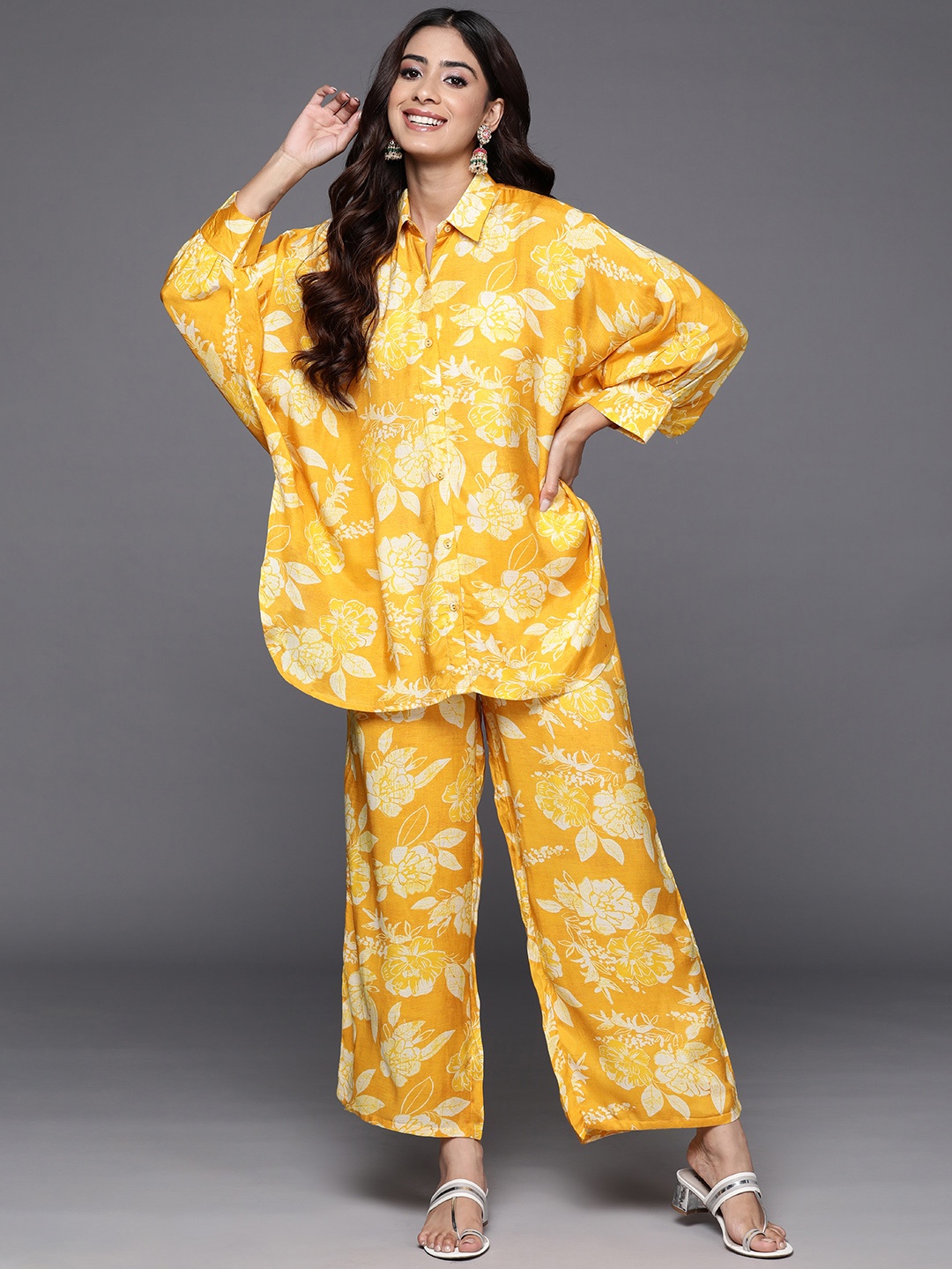 

Libas Floral Printed Ethnic Co-Ords, Mustard