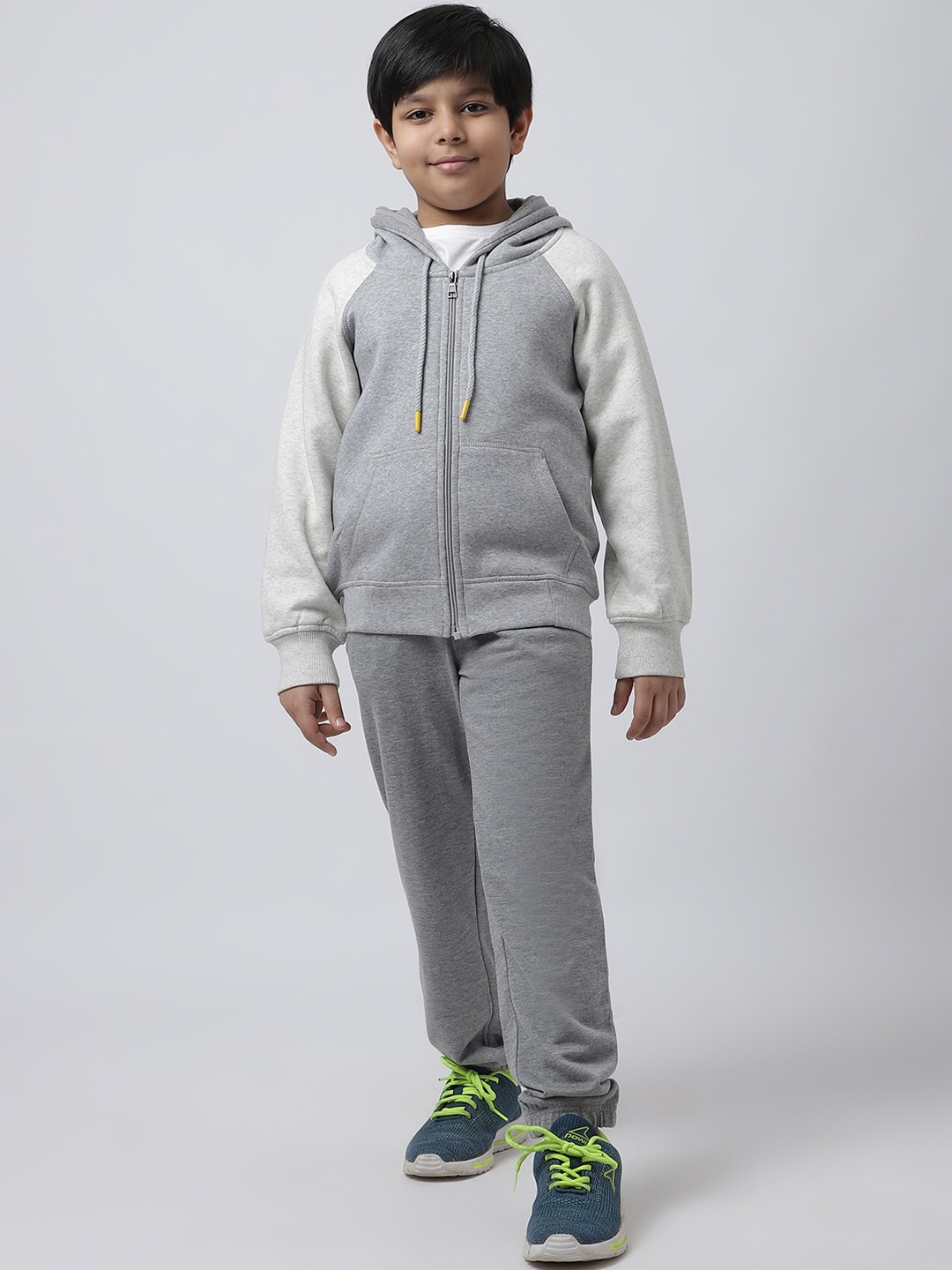 

Rute Boys Colourblocked Cotton Hooded Tracksuit, Grey