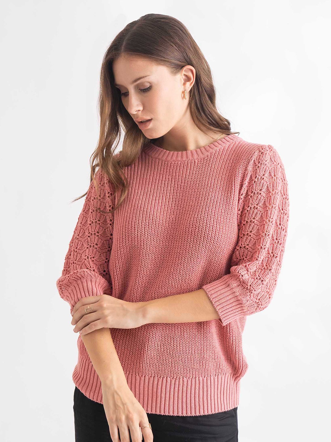 

B.Copenhagen Round Neck Woollen Pullover, Rose