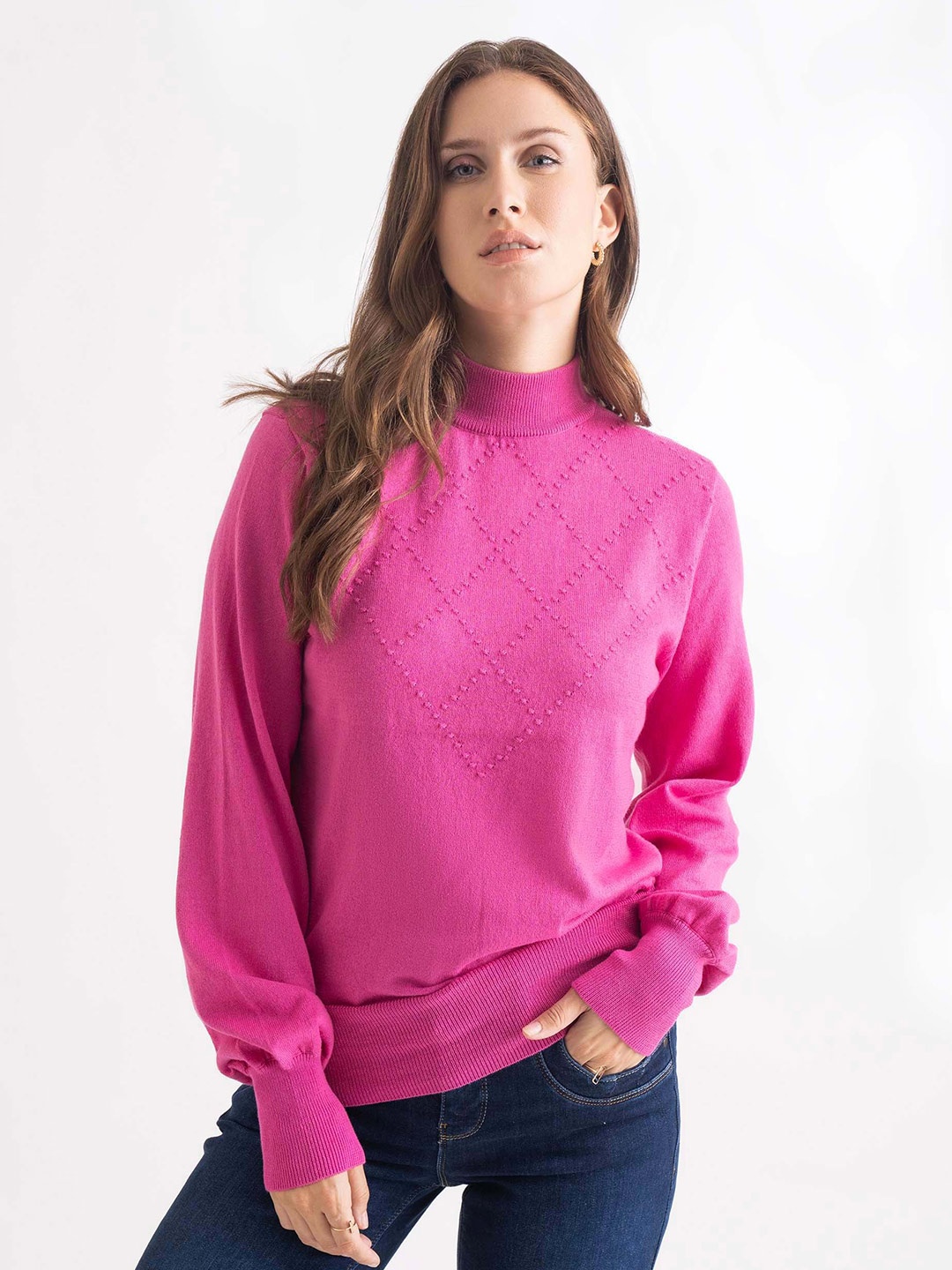 

B.Copenhagen Round Neck Woollen Pullover, Rose