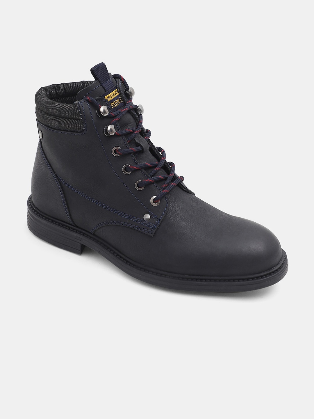 

Jack & Jones Men Mid Top Leather Regular Boots, Navy blue