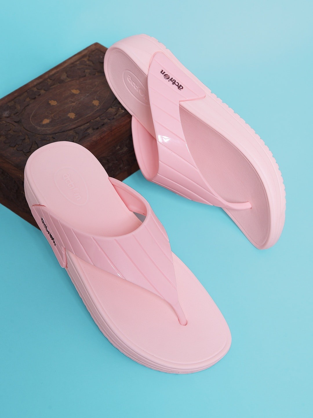 

Action Women Striped Thong Flip-Flops, Pink